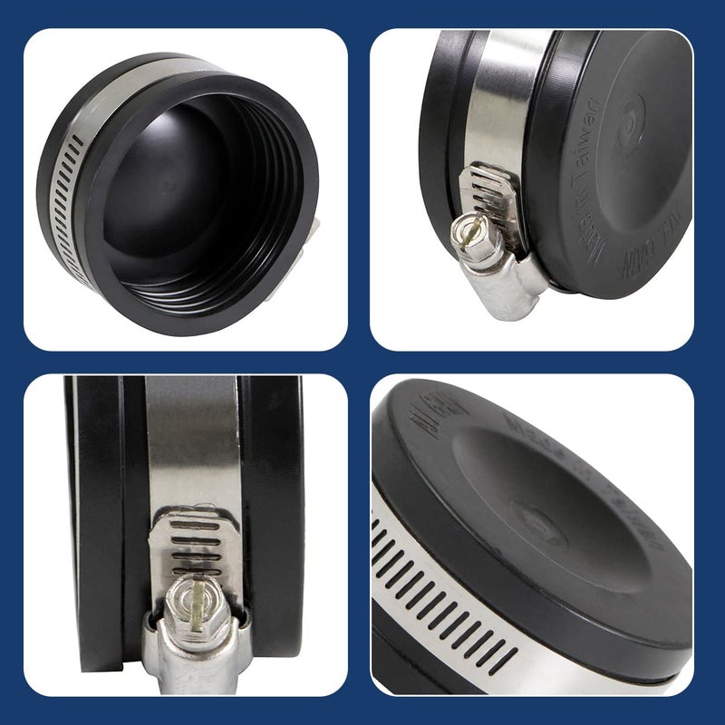 SUPPLYGIANT Supply Giant 39334 Flexible PVC Pipe Cap with Stainless Steel Clamp, 1.9" Inner Diameter for 1-1/2" Nominal Pipe, Black - Image 4